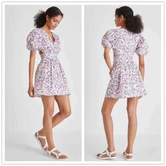 French Connection Flores Cotton Eyelet Cutout‎ Dress Size 4 - Picture 1 of 8